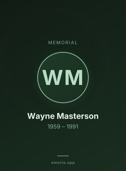 Memorial portrait of Wayne Masterson