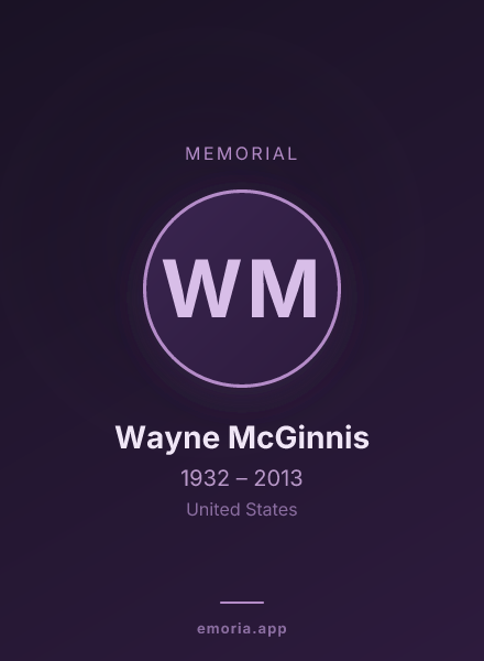 Memorial portrait of Wayne McGinnis