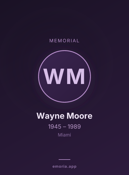 Memorial portrait of Wayne Moore