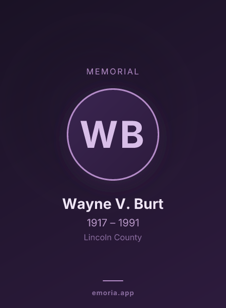Memorial portrait of Wayne V. Burt