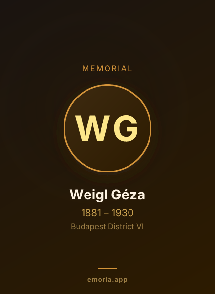 Memorial portrait of Weigl Géza