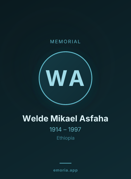 Memorial portrait of Welde Mikael Asfaha