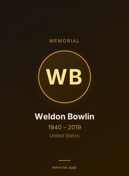 Memorial portrait of Weldon Bowlin