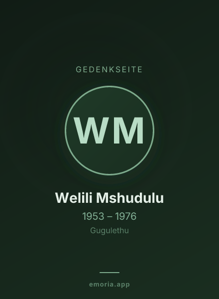 Gedenkportrait von Welili Mshudulu