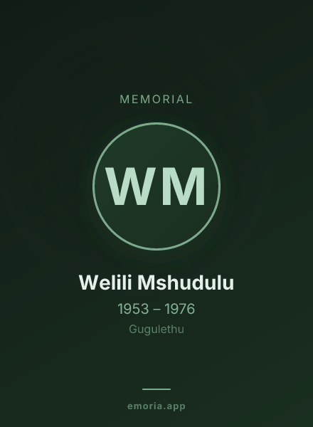 Memorial portrait of Welili Mshudulu