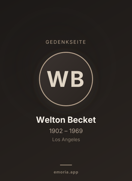 Gedenkportrait von Welton Becket
