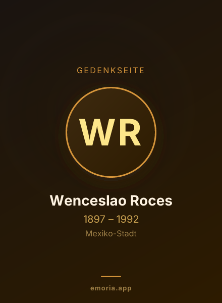Gedenkportrait von Wenceslao Roces