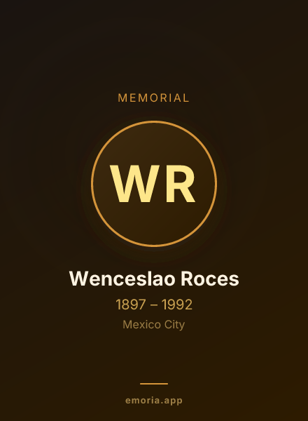 Memorial portrait of Wenceslao Roces