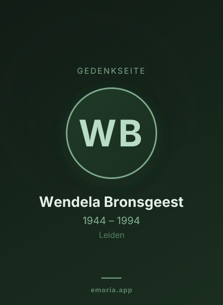 Gedenkportrait von Wendela Bronsgeest