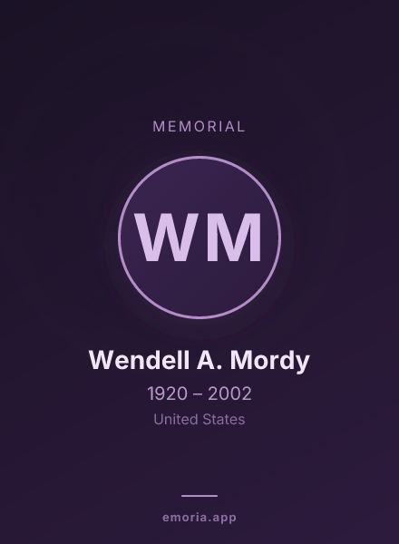 Memorial portrait of Wendell A. Mordy