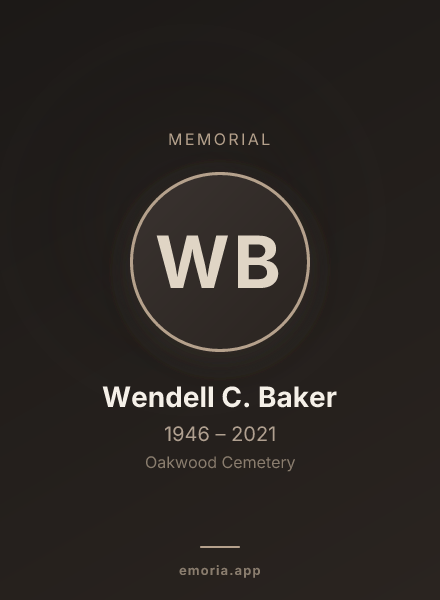 Memorial portrait of Wendell C. Baker