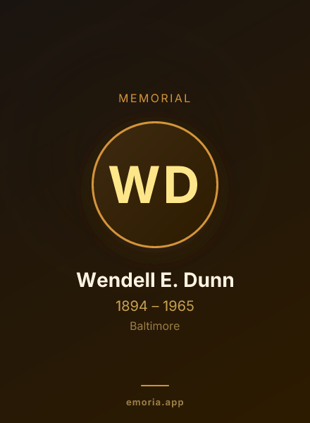 Memorial portrait of Wendell E. Dunn