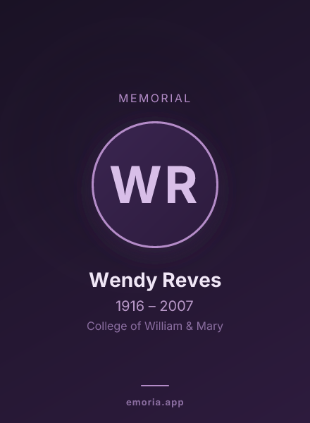 Memorial portrait of Wendy Reves