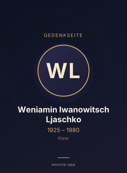 Gedenkportrait von Weniamin Iwanowitsch Ljaschko