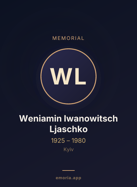 Memorial portrait of Weniamin Iwanowitsch Ljaschko