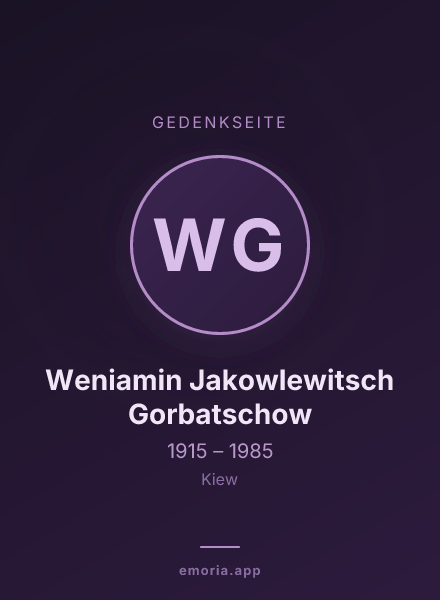 Gedenkportrait von Weniamin Jakowlewitsch Gorbatschow