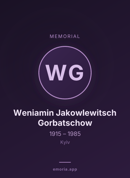 Memorial portrait of Weniamin Jakowlewitsch Gorbatschow