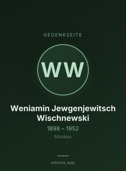 Gedenkportrait von Weniamin Jewgenjewitsch Wischnewski