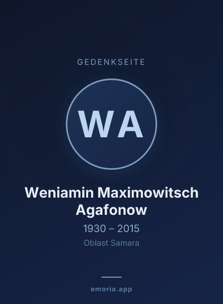 Gedenkportrait von Weniamin Maximowitsch Agafonow