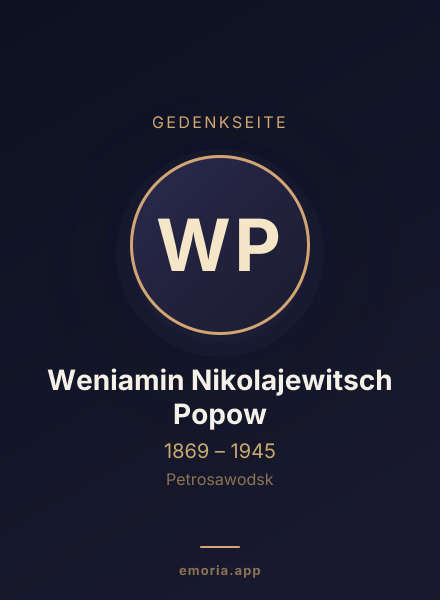 Gedenkportrait von Weniamin Nikolajewitsch Popow