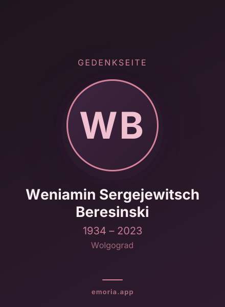 Gedenkportrait von Weniamin Sergejewitsch Beresinski