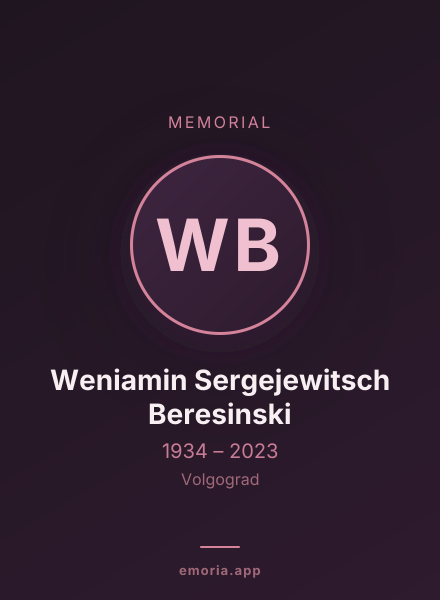 Memorial portrait of Weniamin Sergejewitsch Beresinski