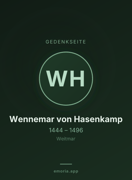 Gedenkportrait von Wennemar von Hasenkamp