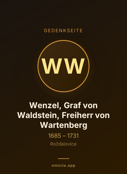 Gedenkportrait von Wenzel, Graf von Waldstein, Freiherr von Wartenberg