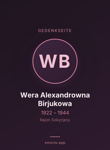Gedenkportrait von Wera Alexandrowna Birjukowa
