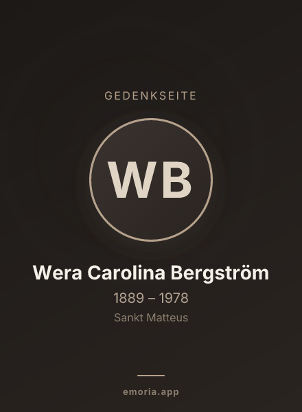 Gedenkportrait von Wera Carolina Bergström