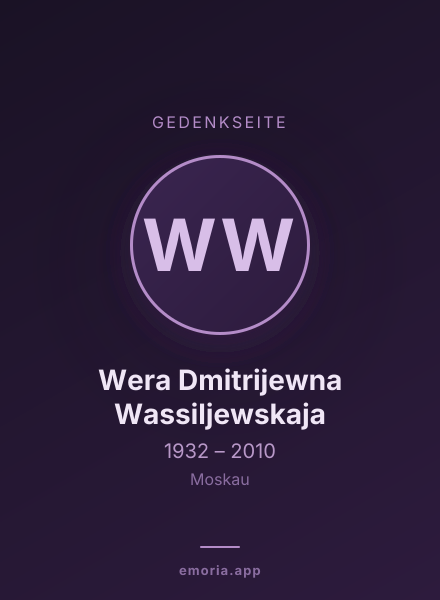Gedenkportrait von Wera Dmitrijewna Wassiljewskaja