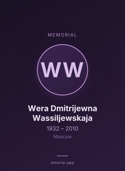 Memorial portrait of Wera Dmitrijewna Wassiljewskaja