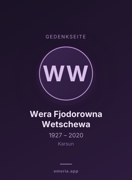 Gedenkportrait von Wera Fjodorowna Wetschewa