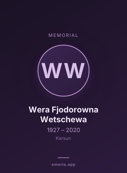 Memorial portrait of Wera Fjodorowna Wetschewa
