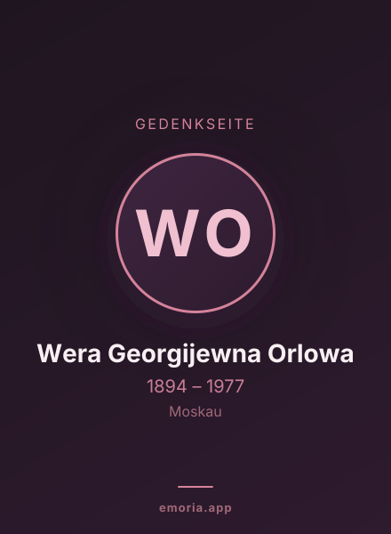 Gedenkportrait von Wera Georgijewna Orlowa