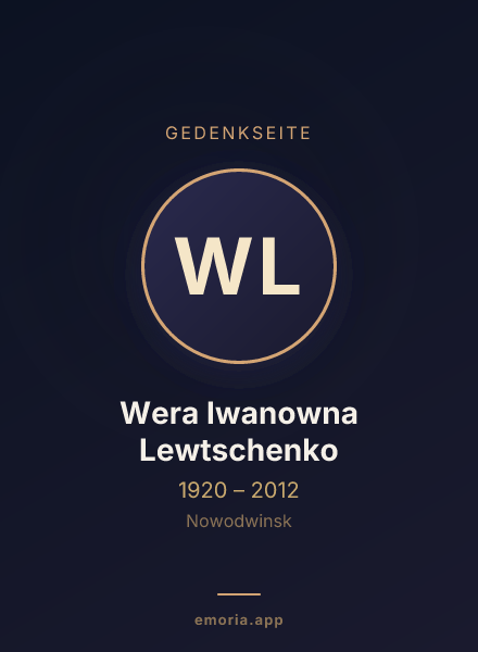 Gedenkportrait von Wera Iwanowna Lewtschenko