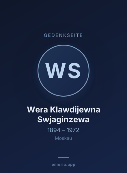 Gedenkportrait von Wera Klawdijewna Swjaginzewa