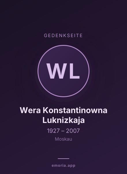 Gedenkportrait von Wera Konstantinowna Luknizkaja
