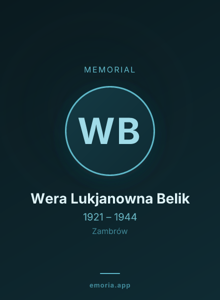Memorial portrait of Wera Lukjanowna Belik