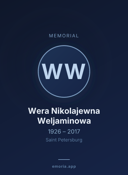 Memorial portrait of Wera Nikolajewna Weljaminowa