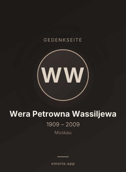 Gedenkportrait von Wera Petrowna Wassiljewa