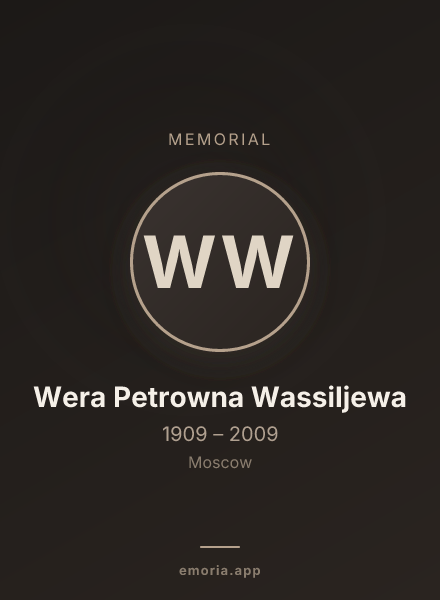 Memorial portrait of Wera Petrowna Wassiljewa