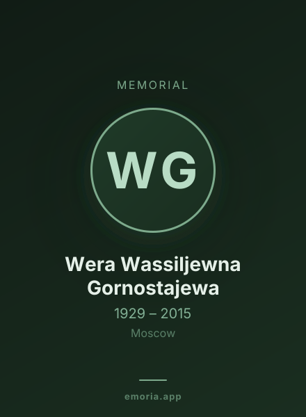 Memorial portrait of Wera Wassiljewna Gornostajewa