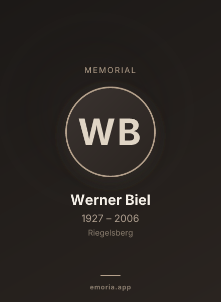 Memorial portrait of Werner Biel