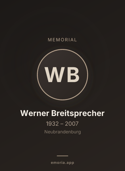 Memorial portrait of Werner Breitsprecher