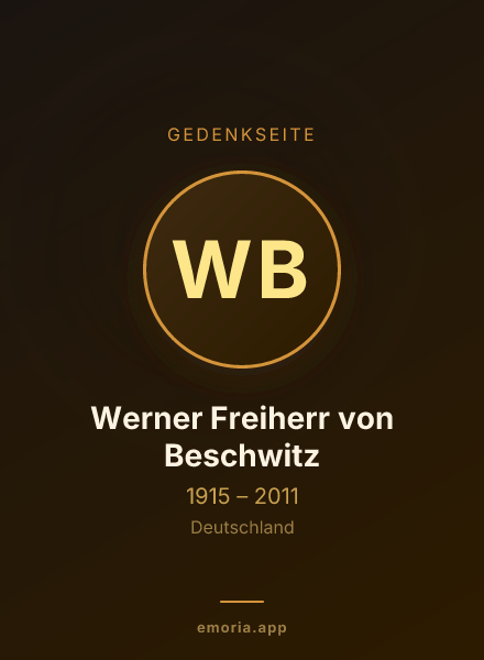 Gedenkportrait von Werner Freiherr von Beschwitz