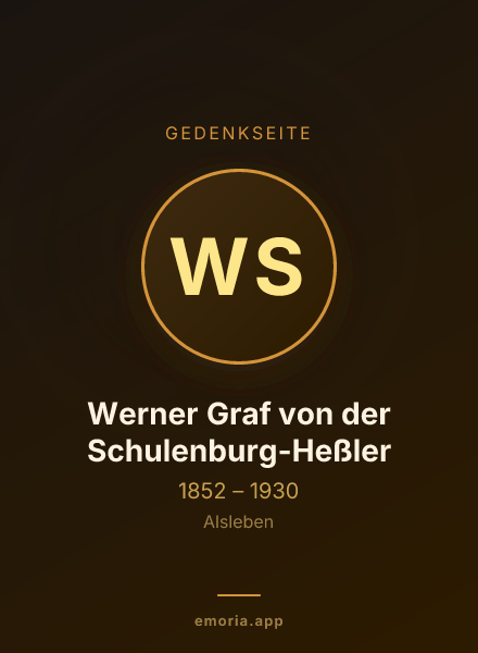 Gedenkportrait von Werner Graf von der Schulenburg-Heßler