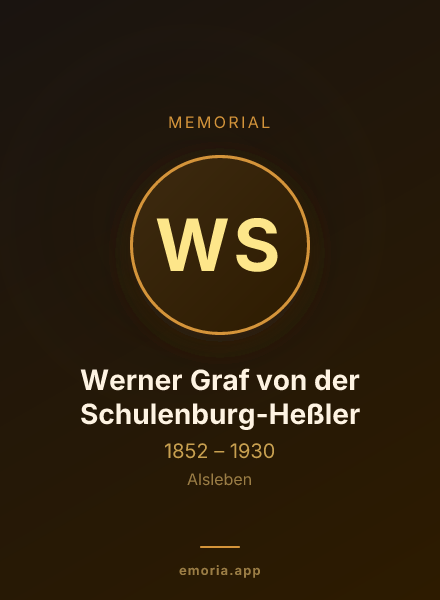 Memorial portrait of Werner Graf von der Schulenburg-Heßler