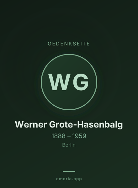 Gedenkportrait von Werner Grote-Hasenbalg