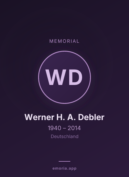 Memorial portrait of Werner H. A. Debler